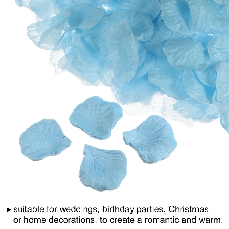 Silk Artificial Flower Petals, Light Blue Faux Flowers 2x2 Inch Pack of 3000