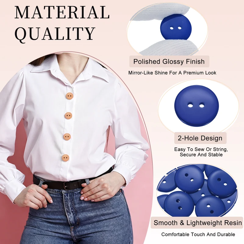 16 Pcs 20mm Resin Sewing Buttons, 2 Hole for Sewing Coats Shirts, Deep Blue