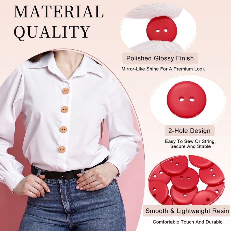 16 Pcs 20mm Resin Sewing Buttons, 2 Hole for Sewing Coats Shirts, Bright Red