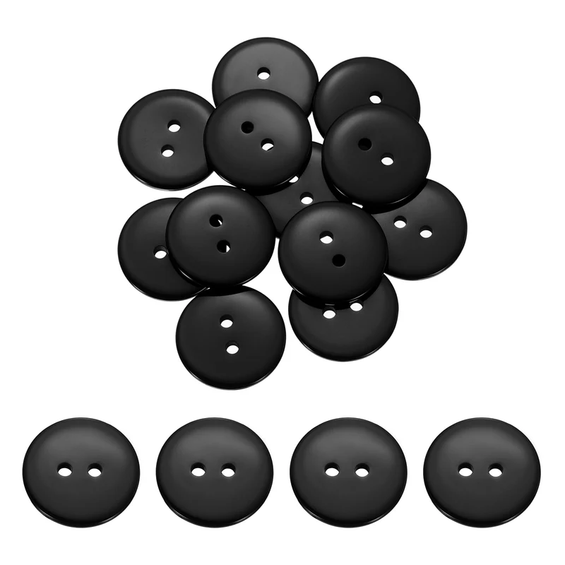 16 Pcs 20mm Resin Sewing Buttons, 2 Hole for Sewing Coats Shirts, Black