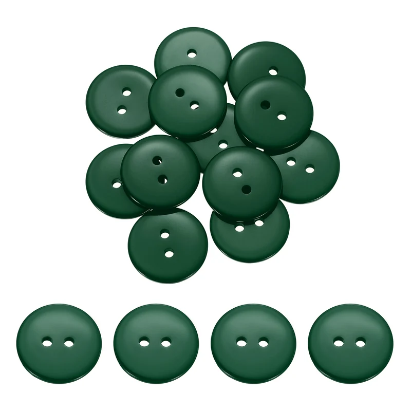 16 Pcs 20mm Resin Sewing Buttons, 2 Hole for Sewing Coats Shirts, Dark Green