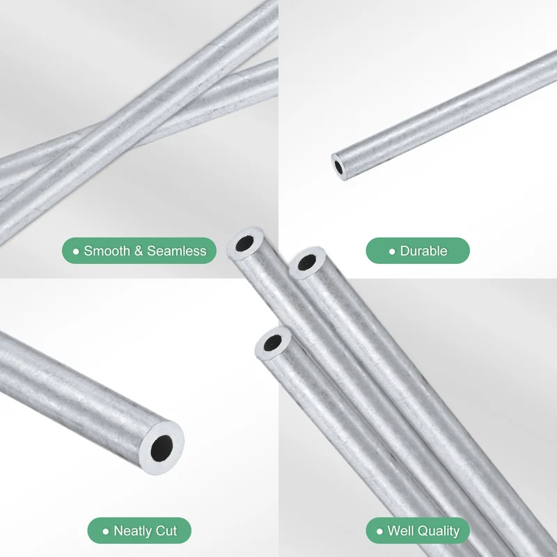 3-Pack 6063 Aluminum Round Tube, 2mmx4mm(IDxOD) 300mm Length Straight Tubing