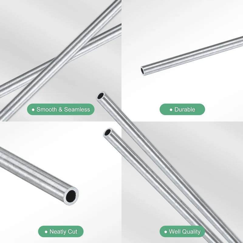 2-Pack 6063 Aluminum Round Tube, 2mmx3mm(IDxOD) 300mm Length Straight Tubing
