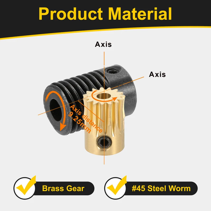 Worm Gear Set 0.5 Module 15:1 Reduction Rate(Gear-3mm Bore, Rod 5mm Bore)