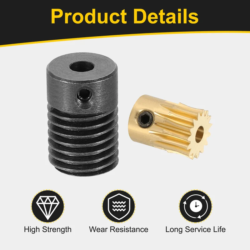 Worm Gear Set 0.5 Module 15:1 Reduction Rate(Gear-3mm Bore, Rod 4mm Bore)