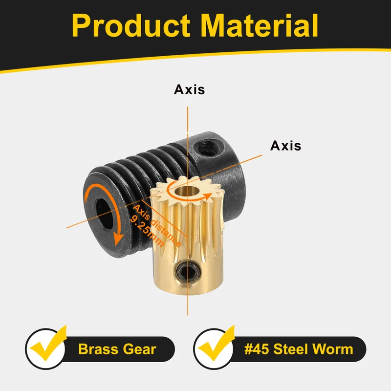 Worm Gear Set 0.5 Module 15:1 Reduction Rate(Gear-3mm Bore, Rod 4mm Bore)