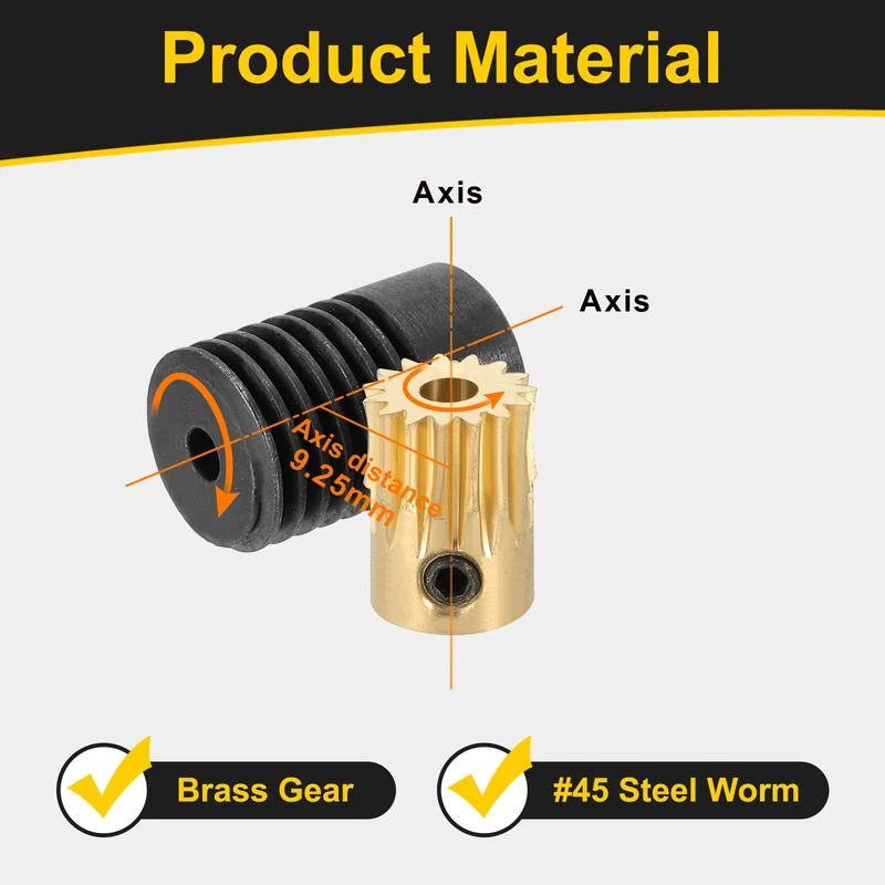 Worm Gear Set 0.5 Module 15:1 Reduction Rate(Gear-3mm Bore, Rod 3mm Bore)