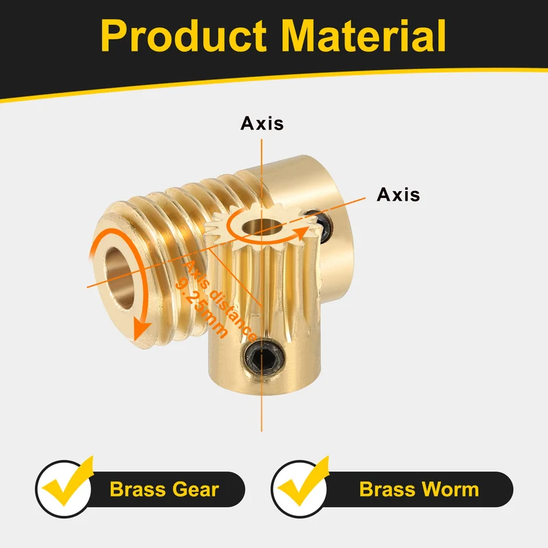 Worm Gear Set 0.5 Module 15:1 Reduction Rate(Gear-3mm Bore, Rod 5mm Bore)