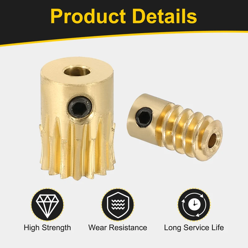 Worm Gear Set 0.5 Module 15:1 Reduction Rate(Gear-3mm Bore, Rod 2mm Bore)
