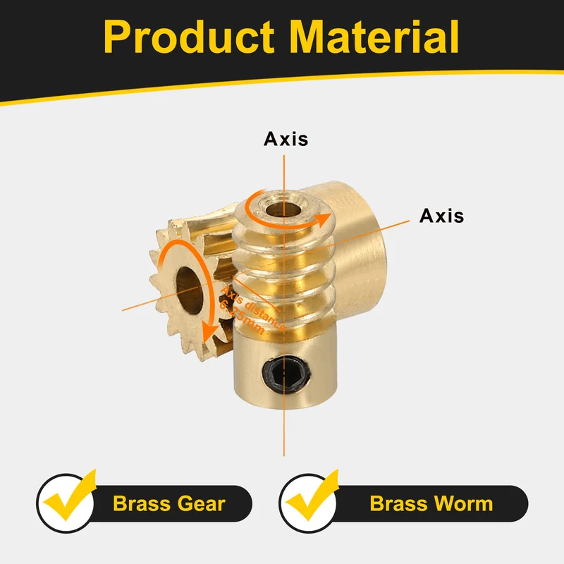 Worm Gear Set 0.5 Module 15:1 Reduction Rate(Gear-3mm Bore, Rod 2mm Bore)