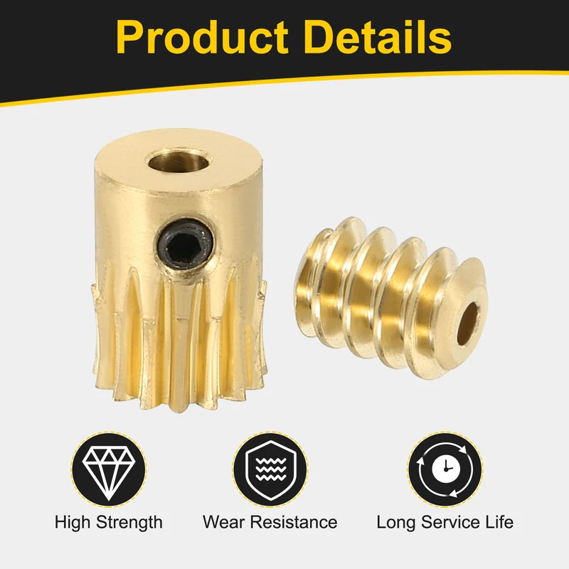 Worm Gear Set 0.5 Module 15:1 Reduction Rate(Gear-3mm Bore, Rod 1.98mm Bore)