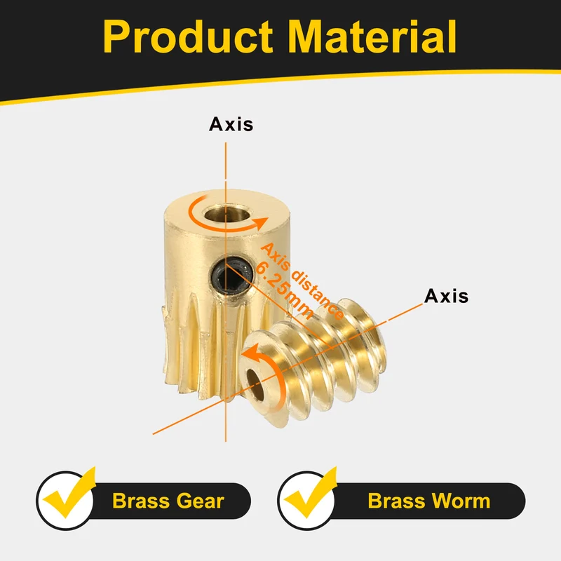 Worm Gear Set 0.5 Module 15:1 Reduction Rate(Gear-3mm Bore, Rod 1.98mm Bore)