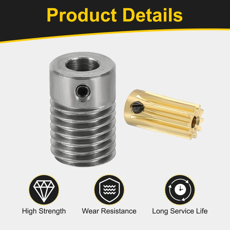 Worm Gear Set 0.5 Module 10:1 Reduction Rate(Gear-2mm Bore, Rod 6mm Bore)