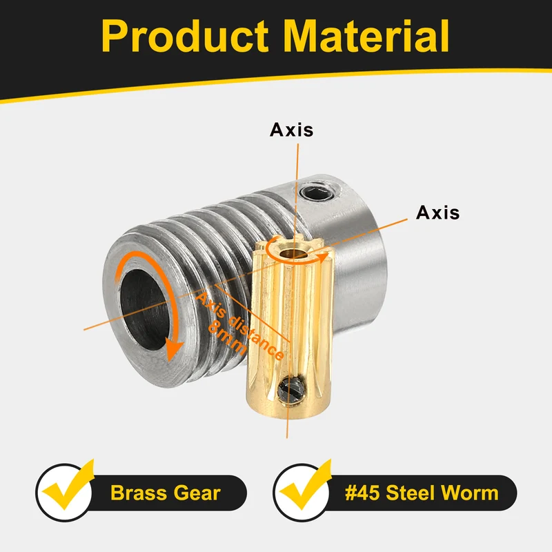 Worm Gear Set 0.5 Module 10:1 Reduction Rate(Gear-2mm Bore, Rod 6mm Bore)
