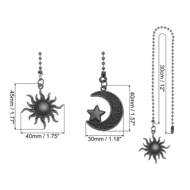 4Pcs 30cm Pull Chain Set Fan Beaded Chain Extender with Connector Black Bronze