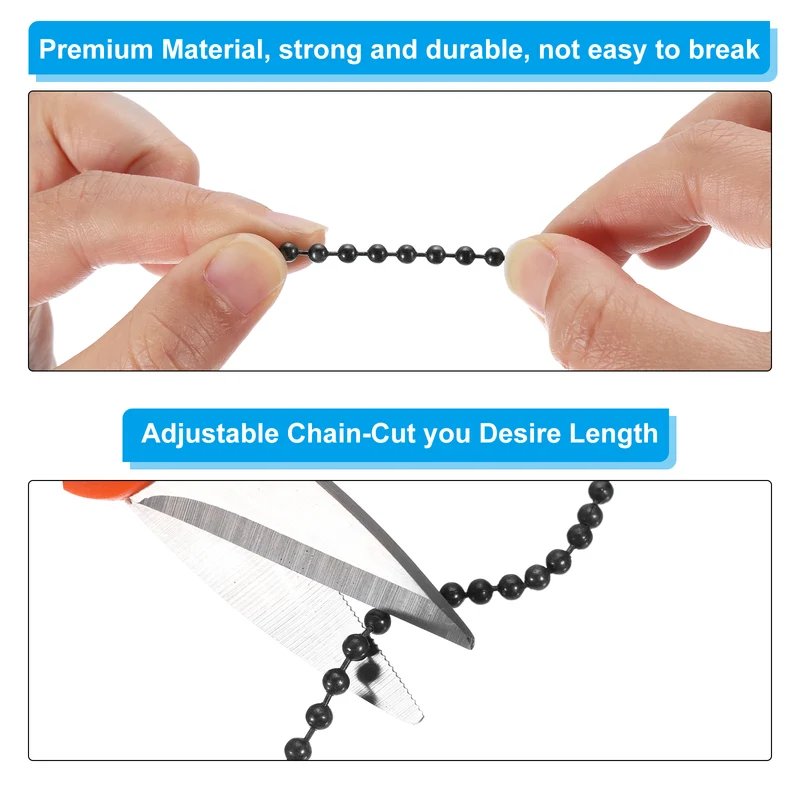4Pcs 30cm Pull Chain Set Fan Beaded Chain Extender with Connector Black Bronze