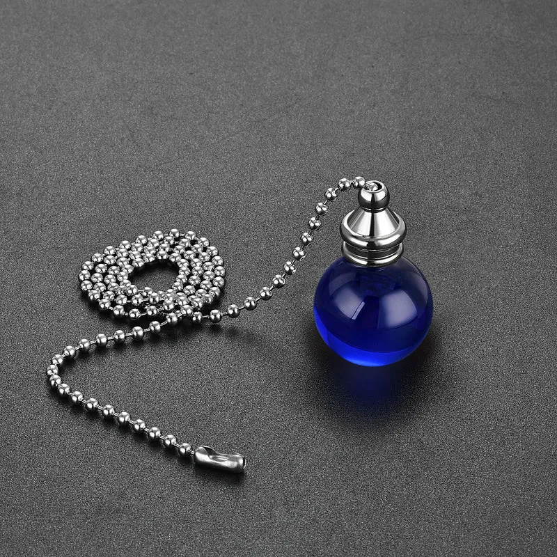 Ceiling Fan Pull Chain, 20 Inch Fan Pull Chain Ornament Extension Lighting Accessories, 30mm Crystal Ball Pendant, Blue 2Pcs