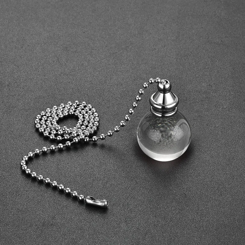 Ceiling Fan Pull Chain, 20 Inch Fan Pull Chain Ornament Extension Lighting Accessories, 30mm Crystal Ball Pendant, Clear 2Pcs
