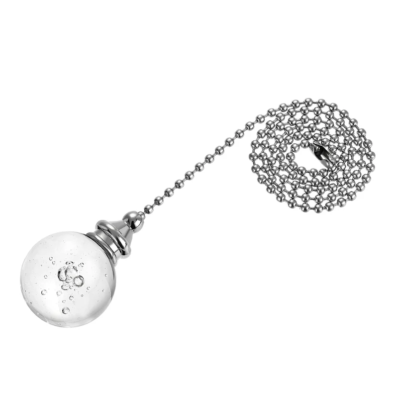 20 Inch Ceiling Fan Pull Chain, Decorative Crystal Fan Pull Chain Ornament Extension, 30mm Bubble Ball Pendant, Clear