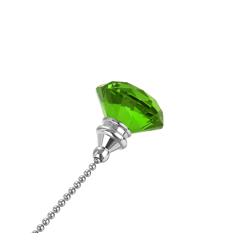 20 Inch Ceiling Fan Pull Chain Extension Crystal Diamond Pendant Green 2Pcs