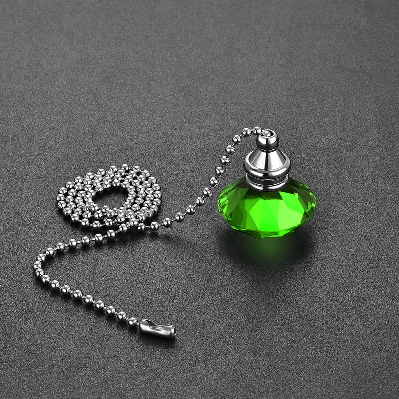 20 Inch Ceiling Fan Pull Chain Extension Crystal Diamond Pendant Green 2Pcs