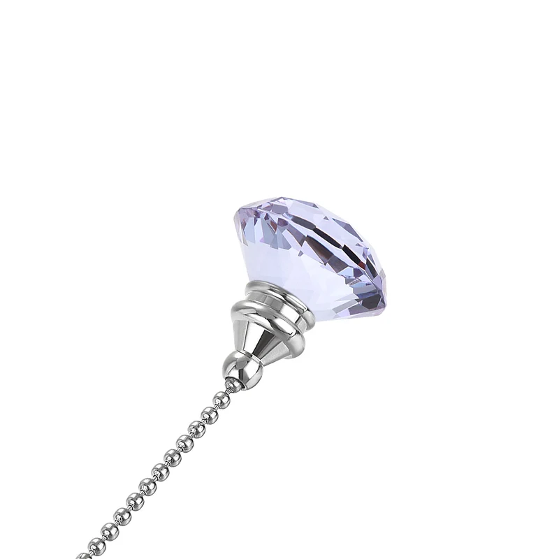 20 Inch Ceiling Fan Pull Chain, Decorative Crystal Fan Pull Chain Ornament Extension, 3mm Diameter Beaded Diamond Pendant, Purple 2Pcs