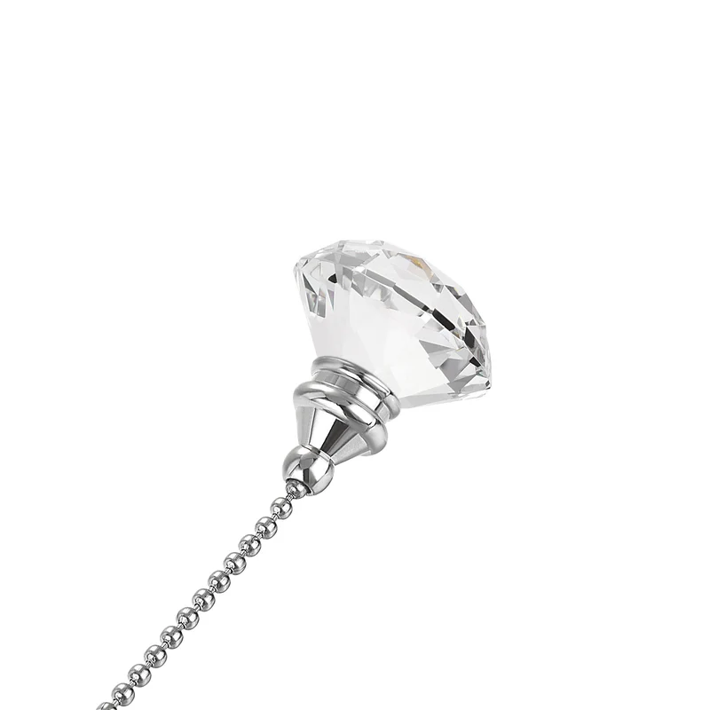 20 Inch Ceiling Fan Pull Chain, Decorative Crystal Fan Pull Chain Ornament Extension, 3mm Diameter Beaded Diamond Pendant, Clear 2Pcs