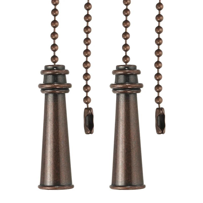 2Pcs 13.2" Alloy Ceiling Fan Pull Chain Tower Pendant, Red Bronze