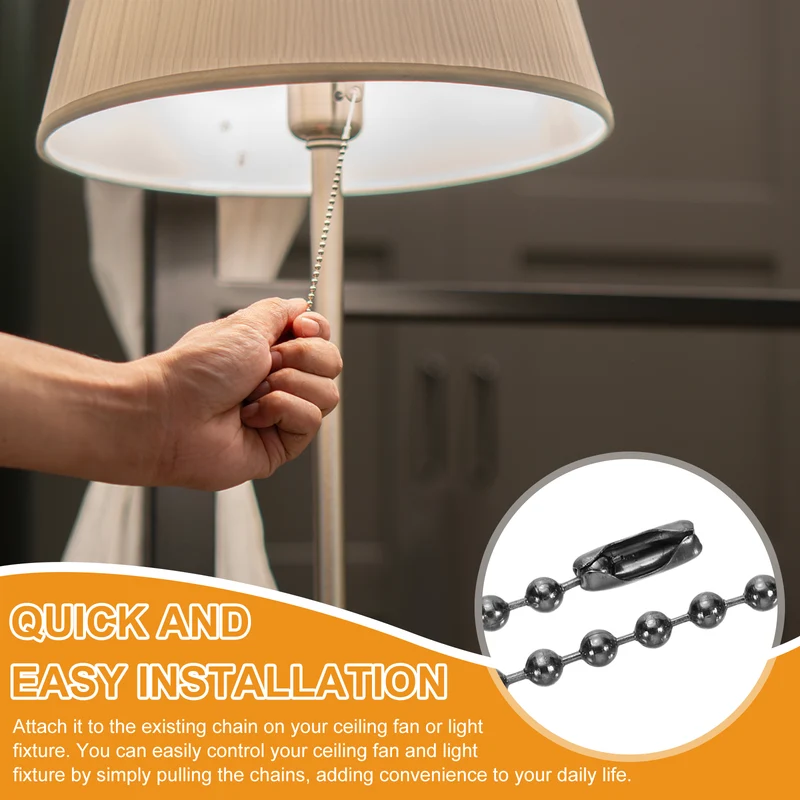 4Pcs 13.2" Alloy Ceiling Fan Pull Chain Tower Pendant, Black