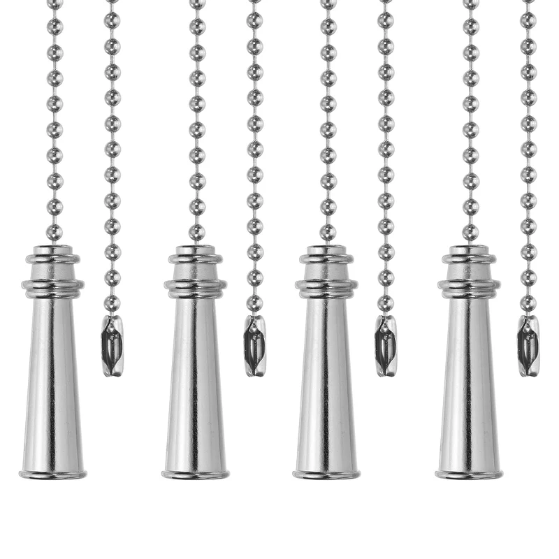 4Pcs 13.2" Alloy Ceiling Fan Pull Chain Tower Pendant, Silver Tone