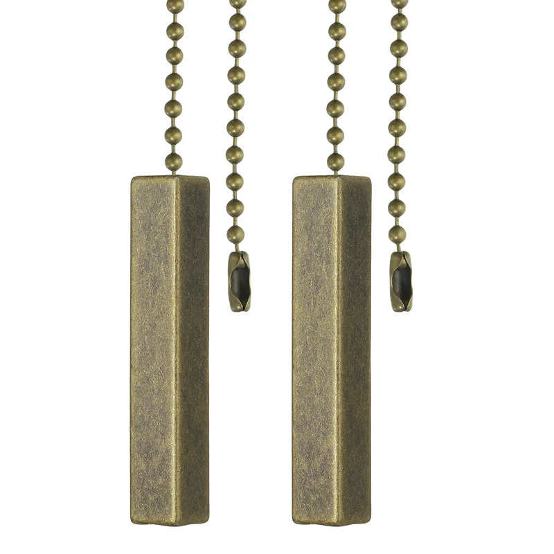 2Pcs 13.4" Alloy Ceiling Fan Pull Chain Square Pendant, Bronze