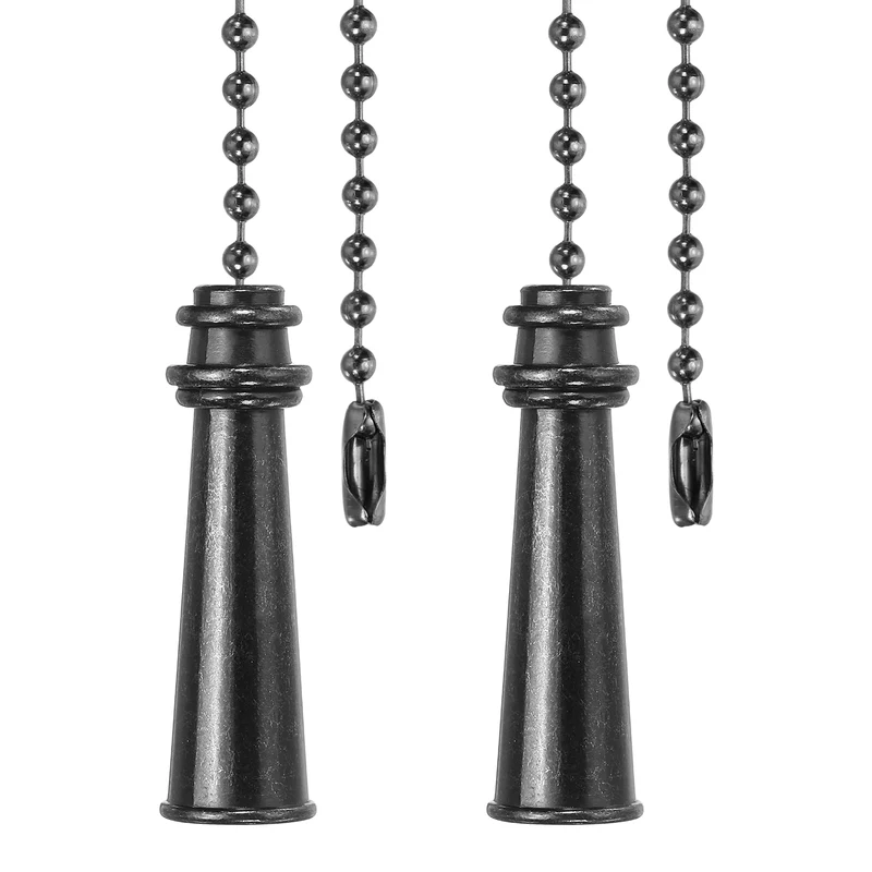 2Pcs 13.2" Alloy Ceiling Fan Pull Chain Tower Pendant, Black Bronze