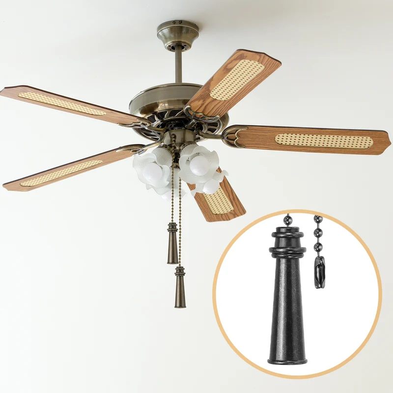 2Pcs 13.2" Alloy Ceiling Fan Pull Chain Tower Pendant, Black Bronze