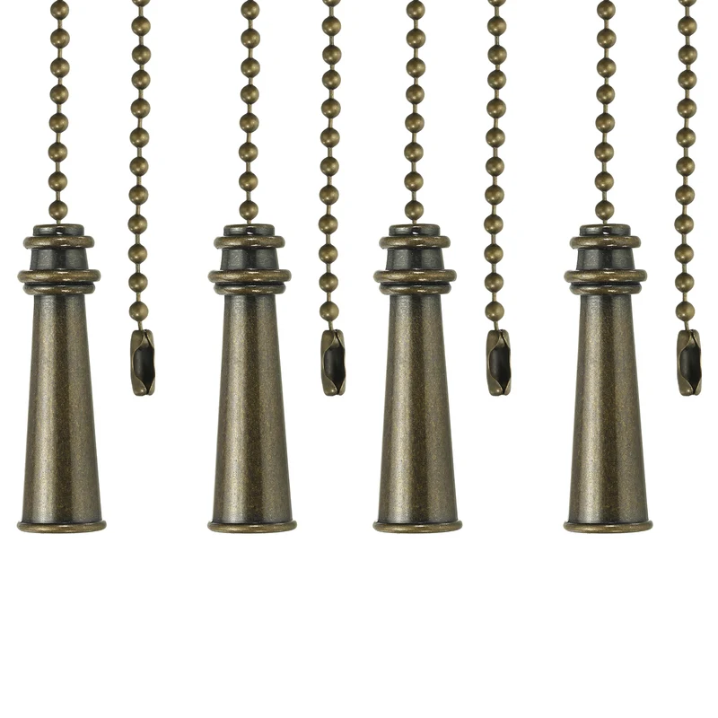 4Pcs 13.2" Alloy Ceiling Fan Pull Chain Tower Pendant, Bronze
