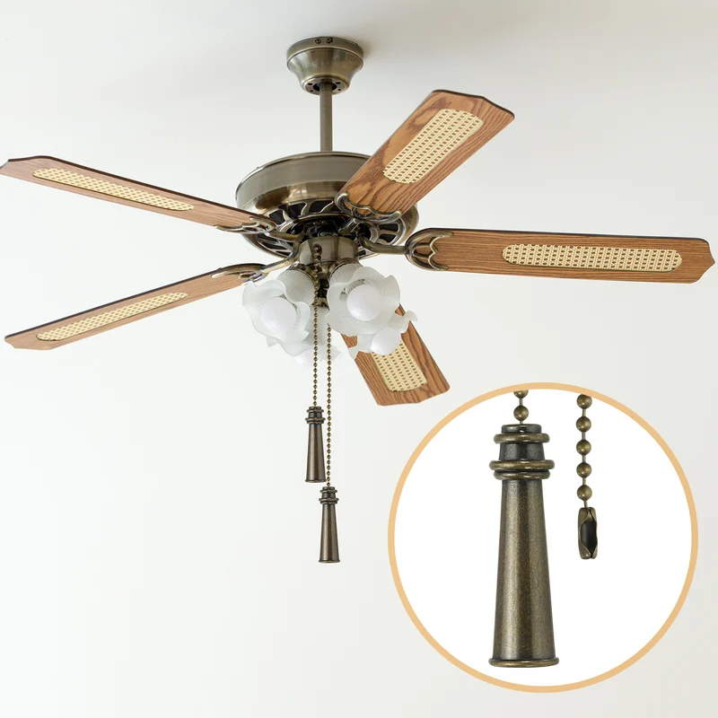 4Pcs 13.2" Alloy Ceiling Fan Pull Chain Tower Pendant, Bronze