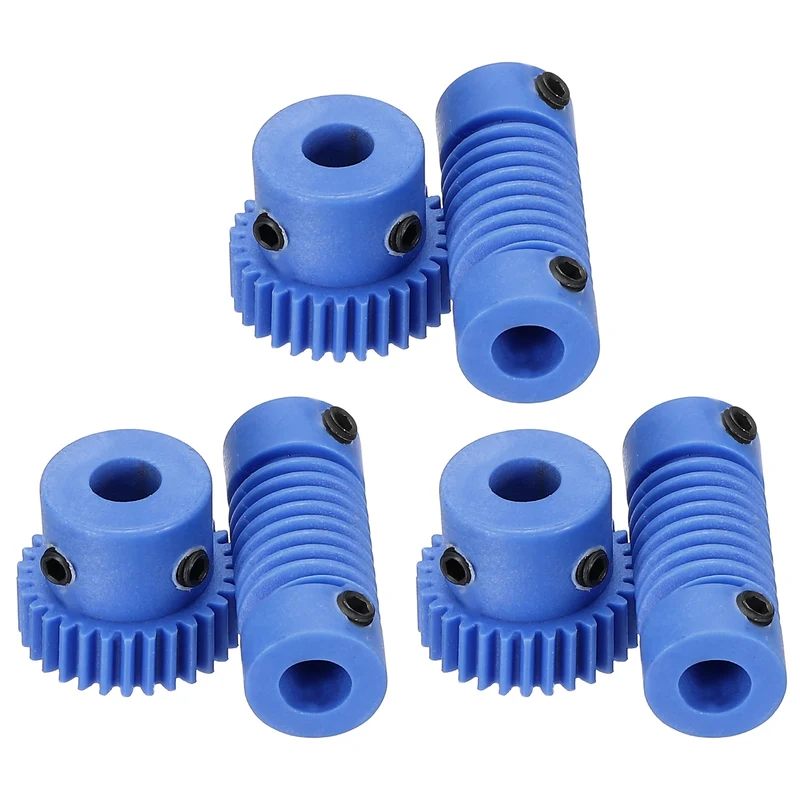 3Set POM Worm Gear Set 0.5M 30:1 Reduction Ratio Gear 5mm Bore Rod 5mm Bore