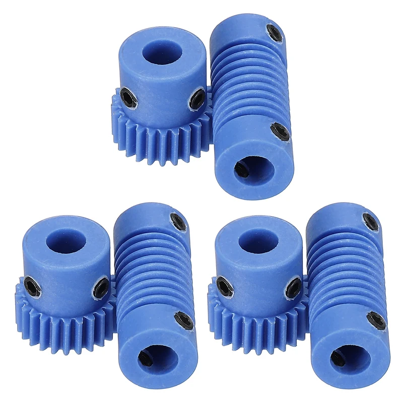 3Set POM Worm Gear Set 0.5M 25:1 Reduction Ratio Gear 5mm Bore Rod 5mm Bore