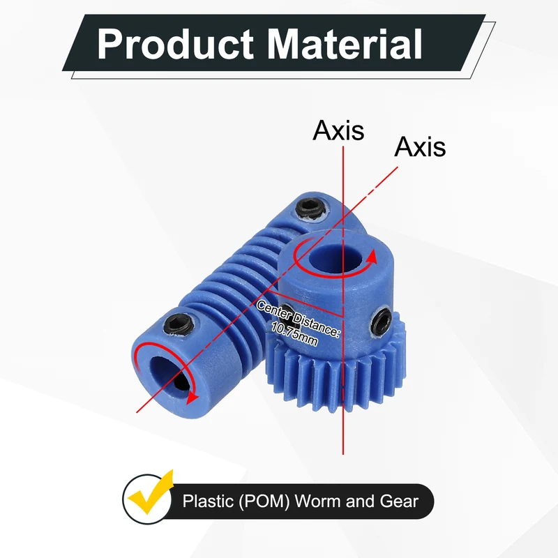 2Set POM Worm Gear Set 0.5M 25:1 Reduction Ratio Gear 5mm Bore Rod 5mm Bore