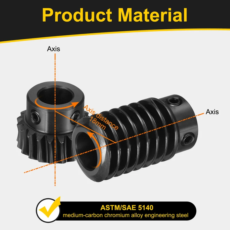 Worm Gear Set 1Mod 1:20 Left Reduction Rate(Gear-10mm Bore, Rod 10mm Bore)