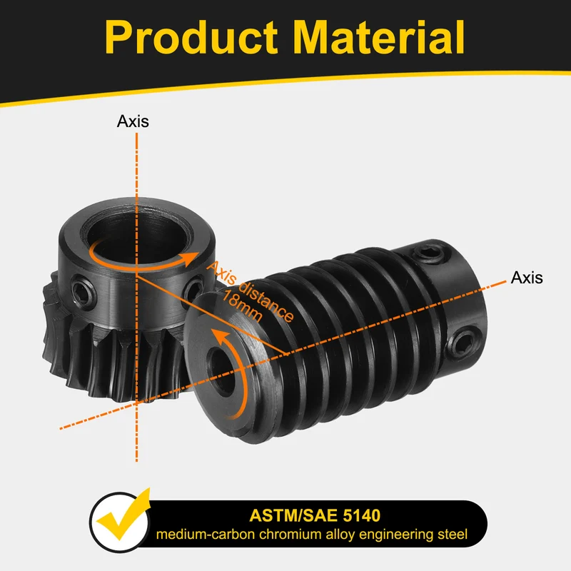 Worm Gear Set 1 Module 1:20 Reduction Rate(Gear-12mm Bore, Rod 5mm Bore)