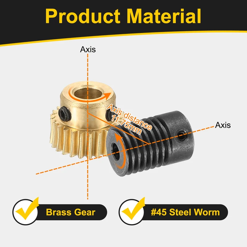 Worm Gear Set 0.5 Module 1:25 Reduction Rate(Gear-5mm Bore, Rod 4mm Bore)