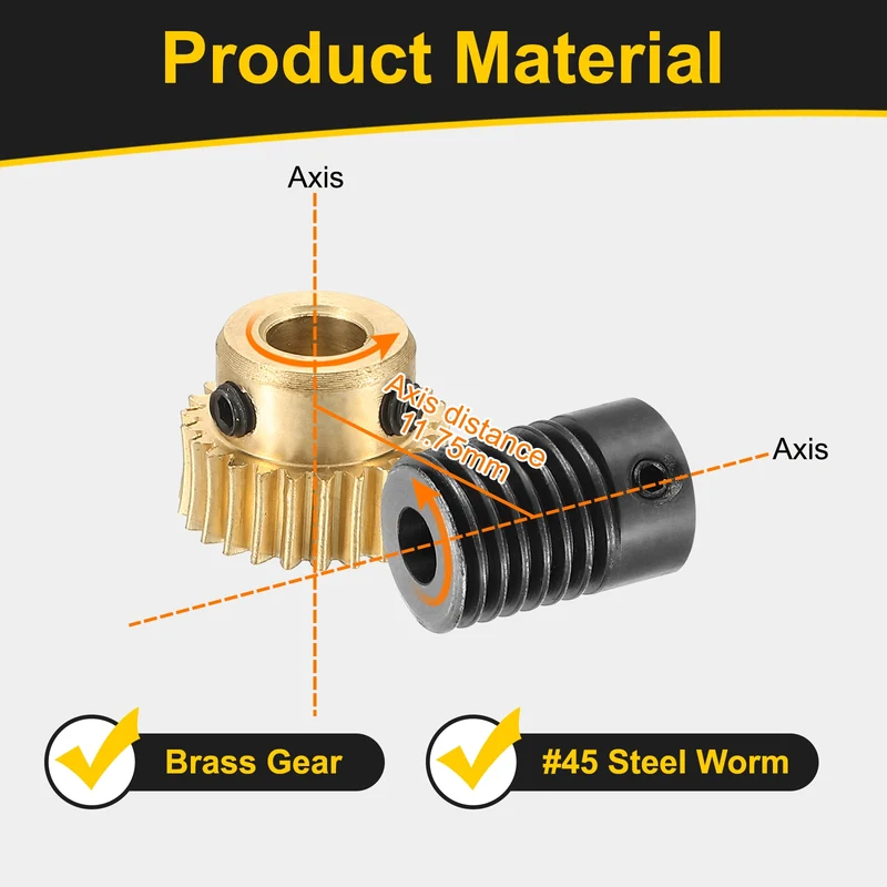 Worm Gear Set 0.5 Module 1:25 Reduction Rate(Gear-5mm Bore, Rod 5mm Bore)