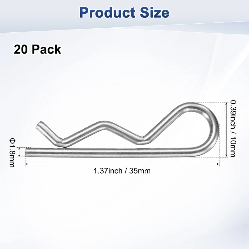 20-Pack R-Shaped Cotter Pin, M1.8x35mm Hairpin Hardware Spring R Clips