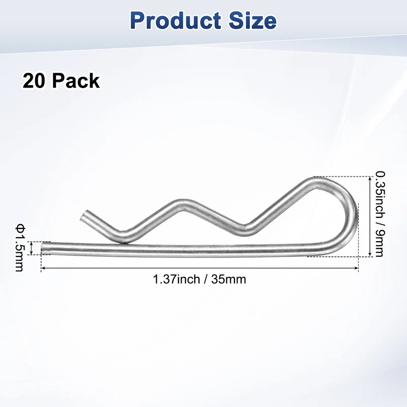 20-Pack R-Shaped Cotter Pin, M1.5x35mm Hairpin Hardware Spring R Clips