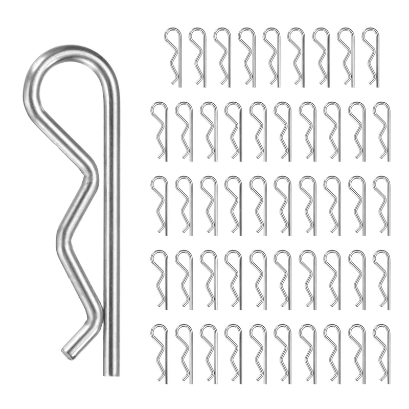 50-Pack R-Shaped Cotter Pin, M1.5x28mm Hairpin Hardware Spring R Clips