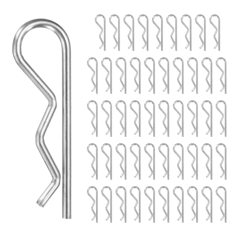 50-Pack R-Shaped Cotter Pin, M1.2x25mm Hairpin Hardware Spring R Clips
