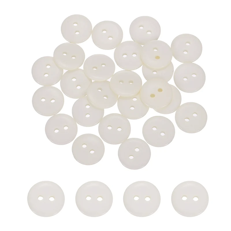 25 Pcs 12.5mm Resin Sewing Buttons, 2 Hole for Sewing Coats Shirts, Beige