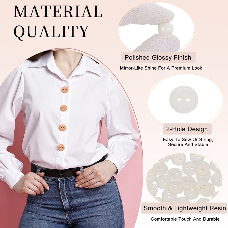 25 Pcs 12.5mm Resin Sewing Buttons, 2 Hole for Sewing Coats Shirts, Beige