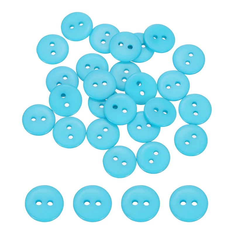 25 Pcs 12.5mm Resin Sewing Buttons, 2 Hole for Sewing Coats Shirts, Lake Blue