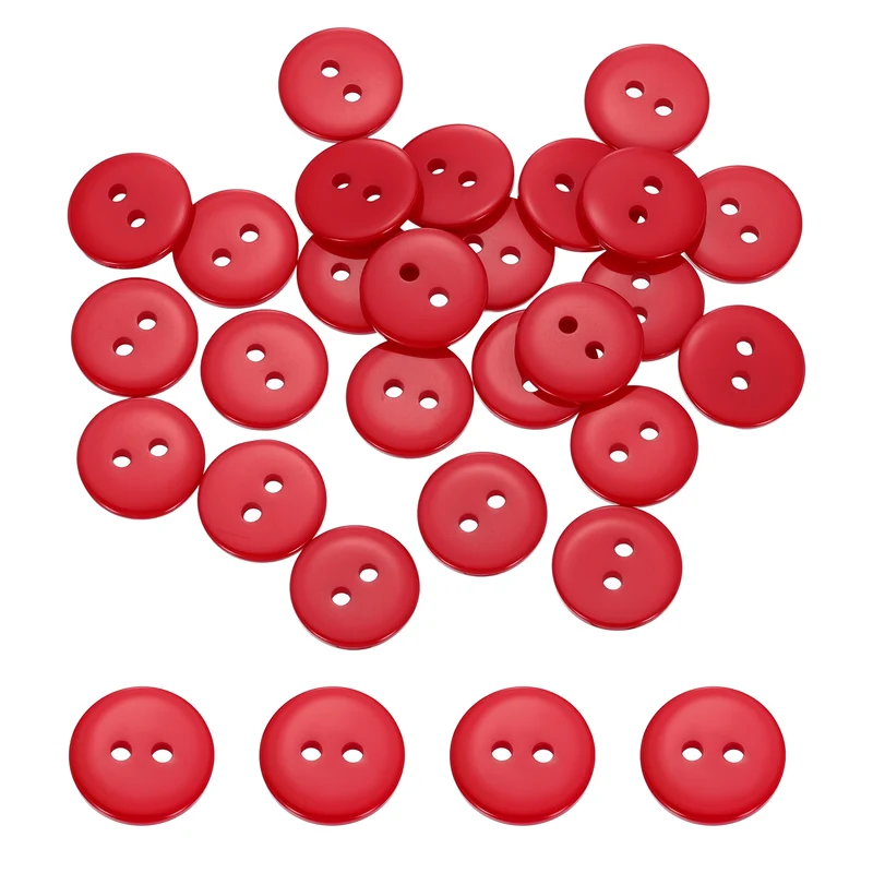 25 Pcs 12.5mm Resin Sewing Buttons, 2 Hole for Sewing Coats Shirts, Bright Red